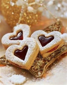 Sweet pastry hearts with jam filling