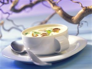 Celery soup with oyster mushrooms