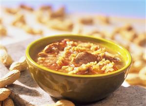 Peanut soup with tomatoes and lamb (from Ghana)