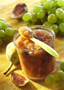 Grape and fig preserve in jar