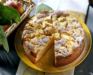 Swiss apple cake, a piece cut