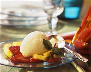 Orange and Tequila mousse on fresh fruit