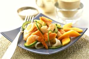 Spicy seafood and papaya salad