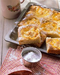 Pineapple cake with grated coconut on baking tray (1)