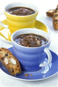 Chocolate ice cream and coffee dessert, served in cups