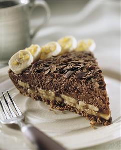 A piece of banana and chocolate tart