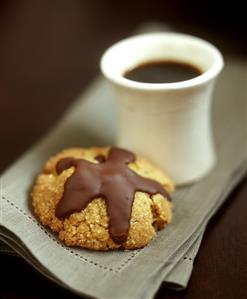 Coffee sand biscuits with chocolate icing