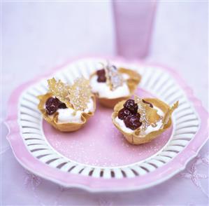 Orange brandy mousse in wafer shells