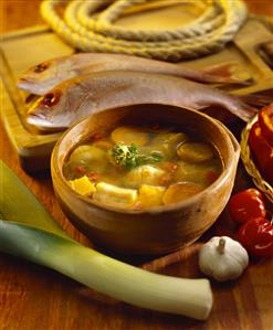 Hervido de pescado (fish soup with vegetables, Venezuela)