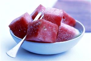 Pieces of frozen watermelon