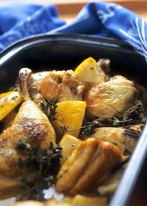 Pollo al timo e limone (chicken with lemon and thyme, Italy)