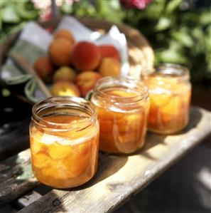 Apricot jam in preserving jars (3)