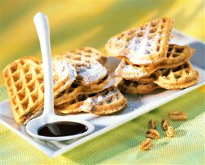 Honey waffles with chocolate sauce