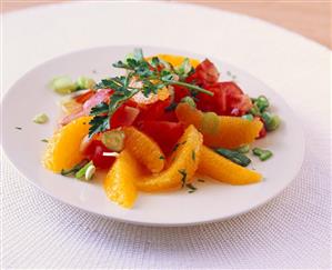 Fruity tomato salad with orange segments