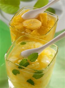 Sweet melon jam with sherry and pineapple and banana jam