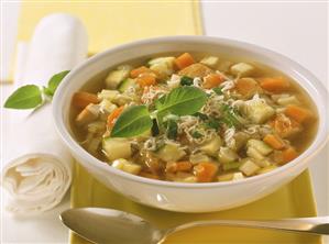 Minestrone (vegetable soup) with turkey