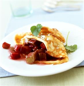 Crepe with rhubarb filling