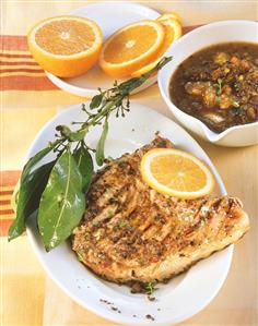 Pork chop with spicy orange sauce