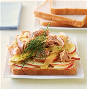 Tuna and apple toast with dill