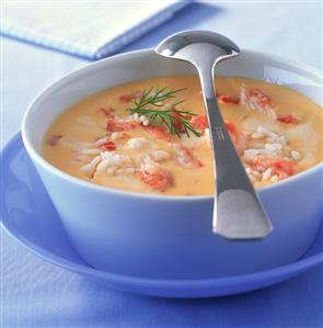 Cold creamed crab soup with rice