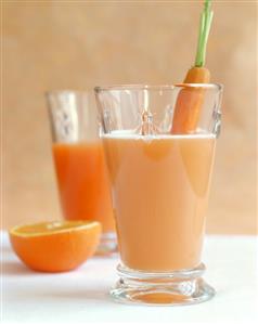 Buttermilk carrot drink with oranges