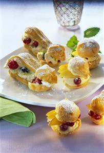 Cream puff with fruit cream