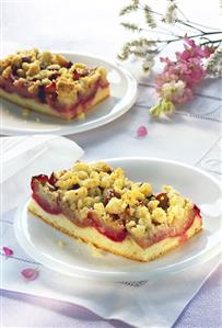 Plum cake with walnut sprinkles