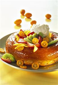 Orange savarin with fruit and cream