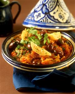 Chicken tajine with onions and lemon confit