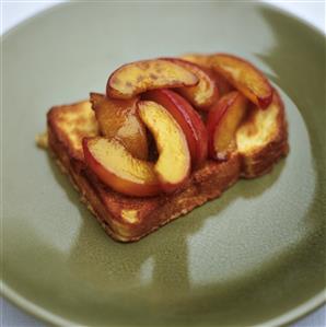 French toast with fried apple wedges