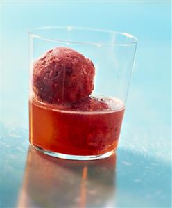 Peach sorbet with red champagne