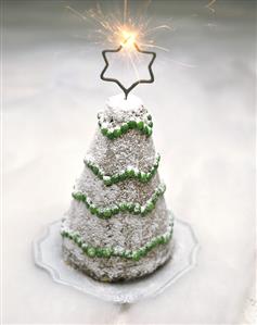 Chocolate cake in shape of a fir tree