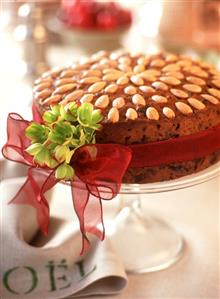 Christmas fruit cake with almonds