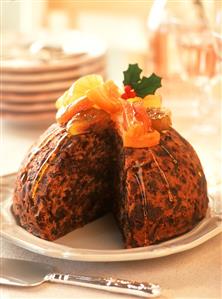 Plum pudding with candied fruit for Christmas