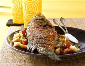 Sea bream with melon relish