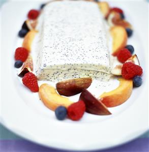 Vanilla and poppy seed ice cream with fresh fruit