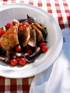 Duck breast with cherries