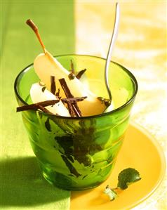 Pear compote with grated chocolate