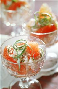 Shrimp cocktail with grapefruit segments