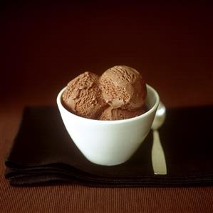 Chocolate ice cream in a bowl