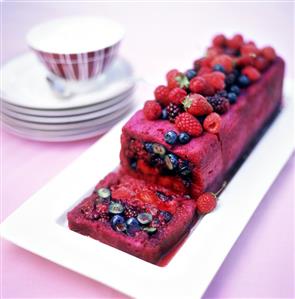 Loaf-shaped summer pudding