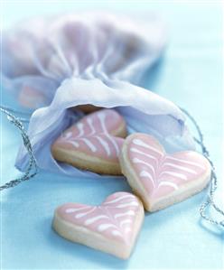 Decorated sweet pastry hearts