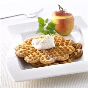 Apple waffles with nut cream