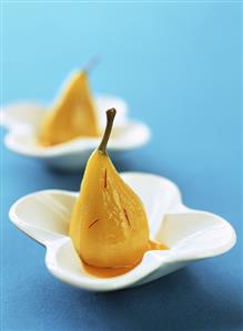 Poached pears with saffron