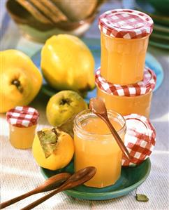 Quince jelly in preserving jar