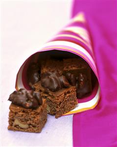 Brownies in coloured paper bag