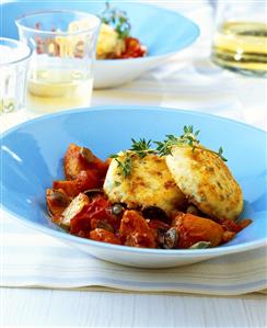 Savoury quark burgers with spicy apricot and tomato sugo