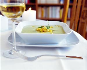 Creamy potato and chervil soup