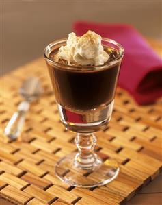 Glass of Café mexicano (coffee with chocolate, liqueur & cream)