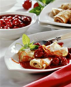 Crepes with cherries